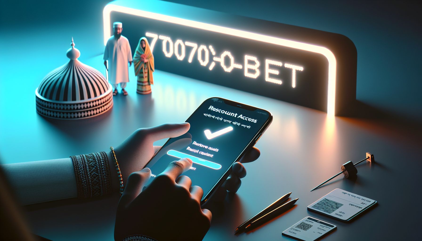 Bangladeshi customer resolving a 7000bet login issue on a phone